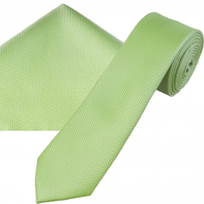 Plain Sage Green Textured Men's Skinny Tie & Pocket Square Handkerchief Set