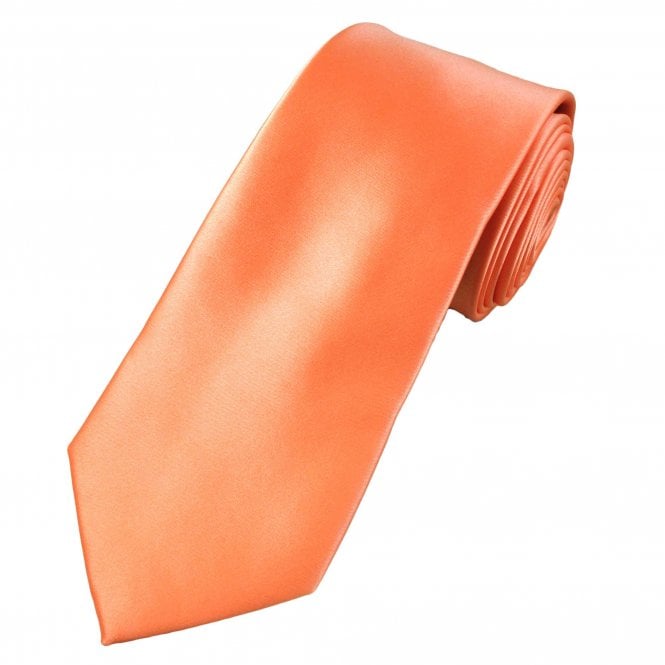 Plain Salmon Pink Satin Tie