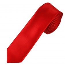 Plain Scarlet Red 6cm Skinny Tie