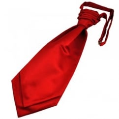 Plain Scarlet Red Men's Scrunchie Ruche Wedding Cravat