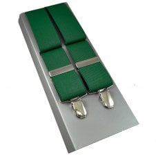 Plain Shamrock Green Men's Trouser Braces with Silver Clip