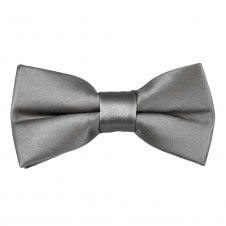 Plain Silver Grey Boys Bow Tie