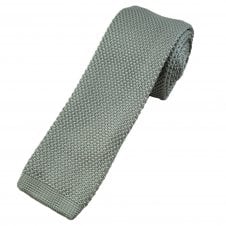 Plain Silver Grey Men's Knitted Tie