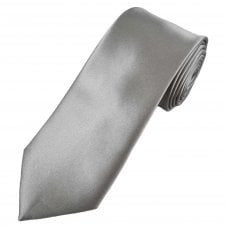 Plain Silver Grey Men's Satin Tie