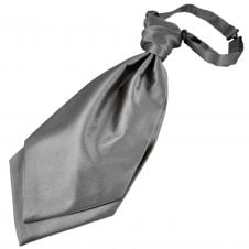 Plain Silver Grey Men's Scrunchie Ruche Wedding Cravat