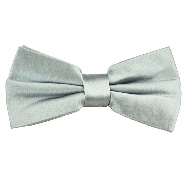 Plain Silver Grey Men's Silk Satin Bow Tie by Lupi Romani
