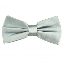 Plain Silver Grey Men's Silk Satin Bow Tie by Lupi Romani