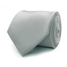 Plain Silver Grey Men's Silk Tie by Tresanti