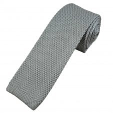 Plain Silver Men's Knitted Tie