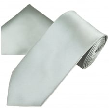 Plain Silver Men's Satin Tie & Pocket Square Handkerchief Set