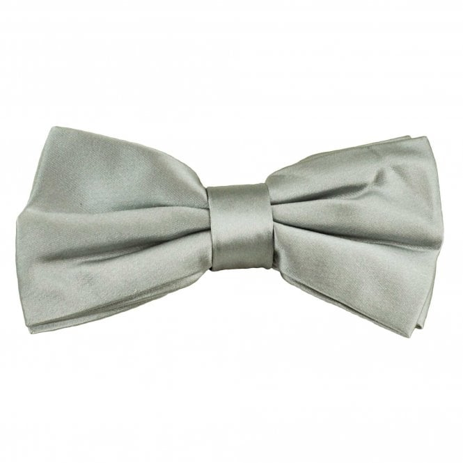 Plain Silver Men's Silk Satin Bow Tie by Lupi Romani