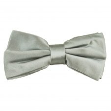 Plain Silver Men's Silk Satin Bow Tie by Lupi Romani
