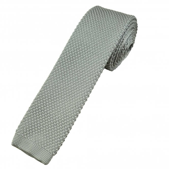 Plain Silver Men's Skinny Tie