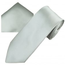 Plain Silver Men's Skinny Tie & Pocket Square Handkerchief Set