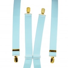 Plain Sky Blue Men's Trouser Braces - Gold Clips