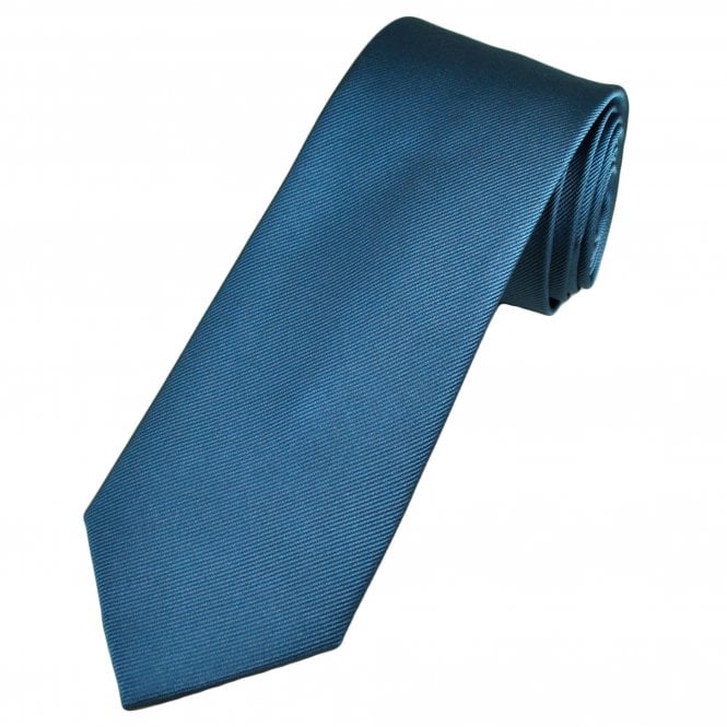 Plain Steel Blue Men's Silk Tie by Tresanti