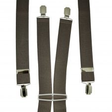 Plain Taupe Brown Men's Trouser Braces- Silver Clips