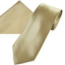 Plain Taupe Men's Satin Tie & Pocket Square Handkerchief Set