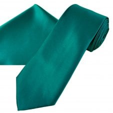Plain Teal Green Men's Satin Tie & Pocket Square Handkerchief Set