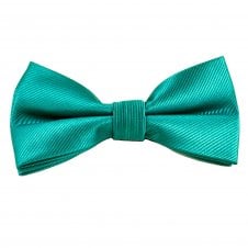Plain Teal Green Ribbed Boys Bow Tie