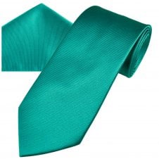 Plain Teal Green Ribbed Men's Tie & Pocket Square Handkerchief Set