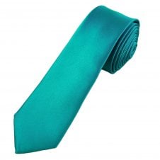 Plain Turquoise Boys Skinny Tie