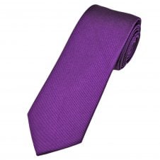 Plain Vivid Purple Rib Textured Men's Luxury Silk Tie by Lupi Romani