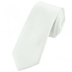 Plain White 6cm Skinny Tie