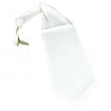 Plain White Luxury Silk Satin Cravat Tie - Made in Italy