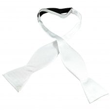 Plain White Ribbed Men's Self Tie Bow Tie