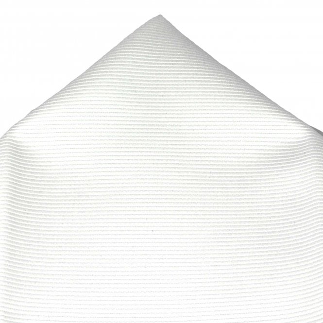 Plain White Ribbed Pocket Square Handkerchief 
