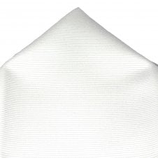 Plain White Ribbed Pocket Square Handkerchief 
