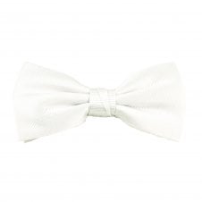Plain White Ribbed Silk Bow Tie