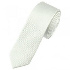 Plain White Silk Skinny Tie