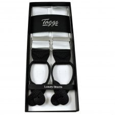 Plain White Woven Rigid Ribbon with Black Leather Ends