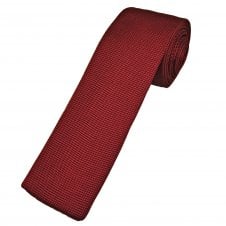 Plain Wine Red Flat Knit Men's Knitted Tie