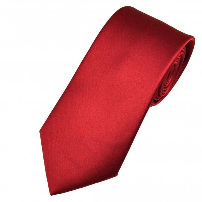 Plain Wine Red Men's Satin Tie