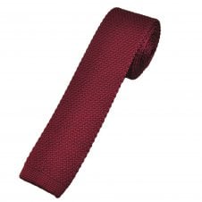 Plain Wine Red Men's Skinny Knitted Tie