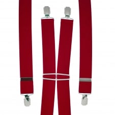Plain Wine Red Men's Trouser Braces