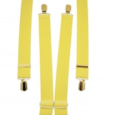 Plain Yellow Men's Trouser Braces - Gold Clips