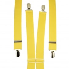 Plain Yellow Men's Trouser Braces - Silver Clips