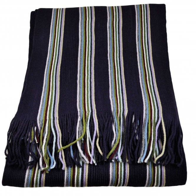 Plum, Beige, Lilac, Green, Blue & Burgundy Stripe Autumn Winter Scarf
