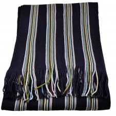 Plum, Beige, Lilac, Green, Blue & Burgundy Stripe Autumn Winter Scarf