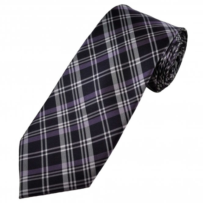 Plum Purple, Lilac & Lavender Checked Men's Tie