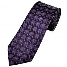 Plum, Purple & White Checked Men's Tie
