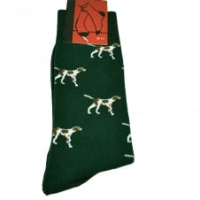 Pointer Dog Green Men's Novelty Socks