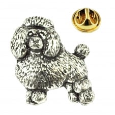 Poodle Dog Pewter Lapel Pin Badge