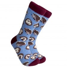 "Prickly" Hedgehog Blue Combed Cotton Rich Socks