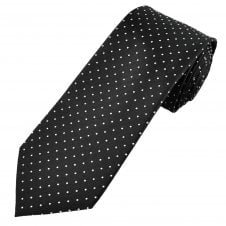 Profuomo Black & White Polka Dot Woven Men's Silk Tie