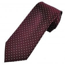 Profuomo Burgundy & White Polka Dot Woven  Men's Silk Tie